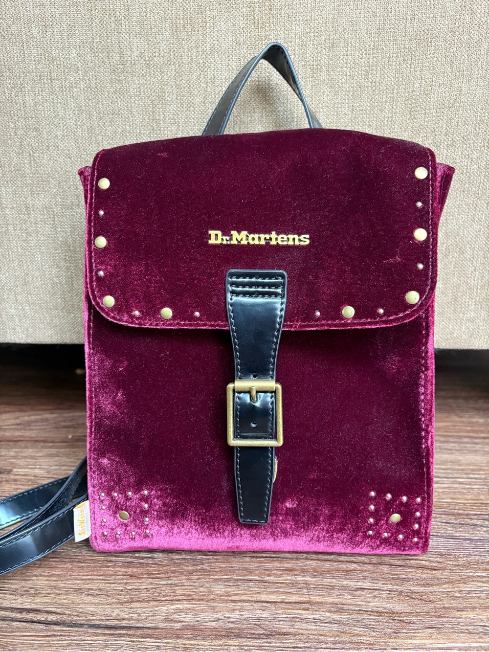 Dr. Martens Black Vegan-Friendly Shoe Lining with Burgundy Trim